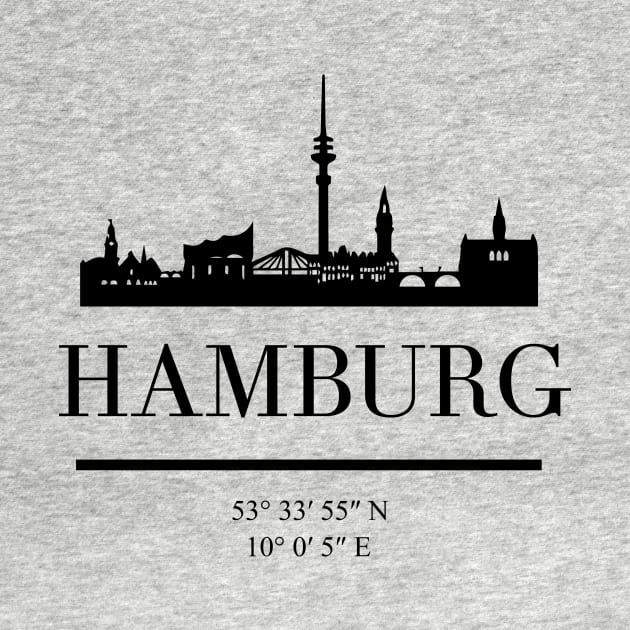 HAMBURG GERMANY BLACK SILHOUETTE SKYLINE ART by deificusArt